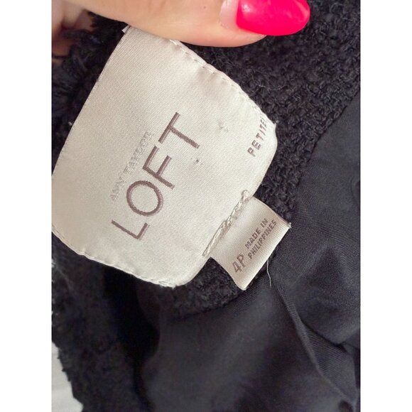 ANN TAYLOR LOFT Black Knit Long Sleeve Blazer Jacket Size 4P - Picture 6 of 6